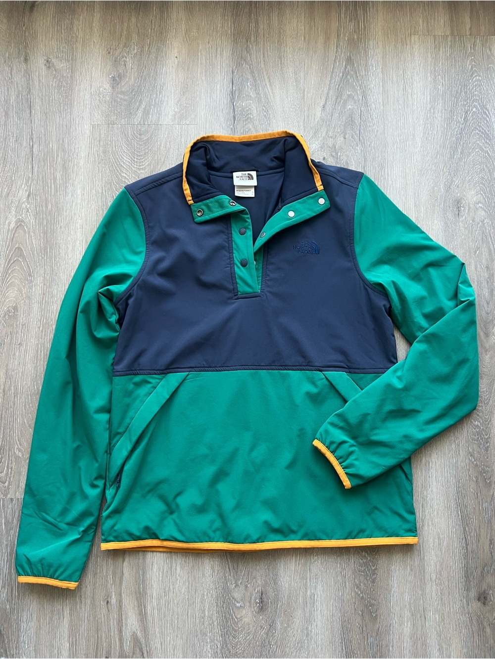 The North Face Navy & Teal Pullover with Yellow Trim